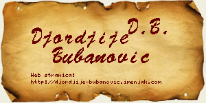 Đorđije Bubanović vizit kartica